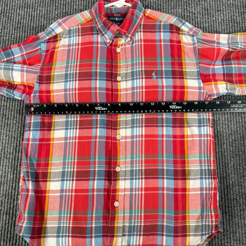 Ralph Lauren Shirt Boys Medium Red Plaid Long Sleeve Button Down School Casual